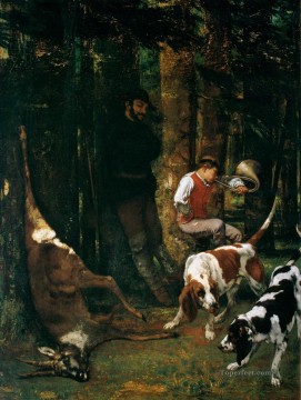  hunting Canvas - COURBET Gustave The Quarry La Curee classical hunting